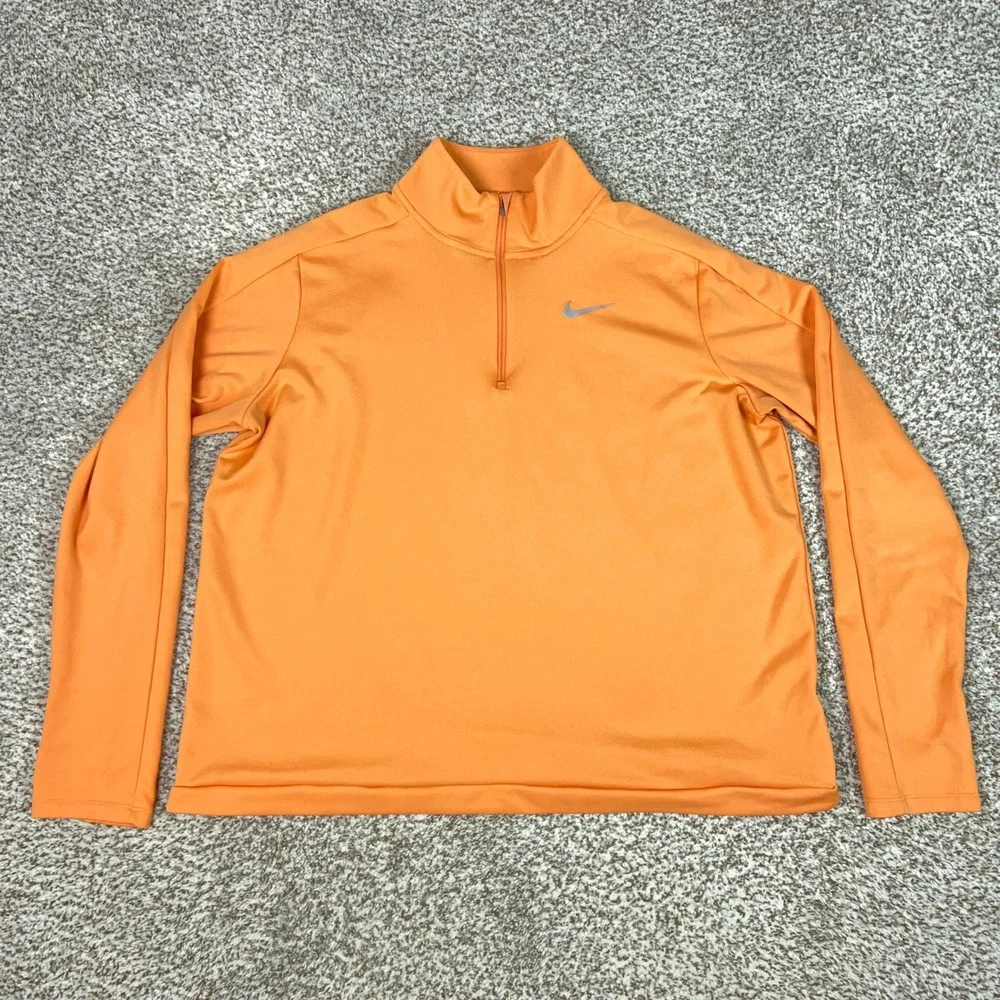 Nike Pullover Women XXL Orange 1/4 Zip Dri-FIT Running Thumbholes Activewear Top